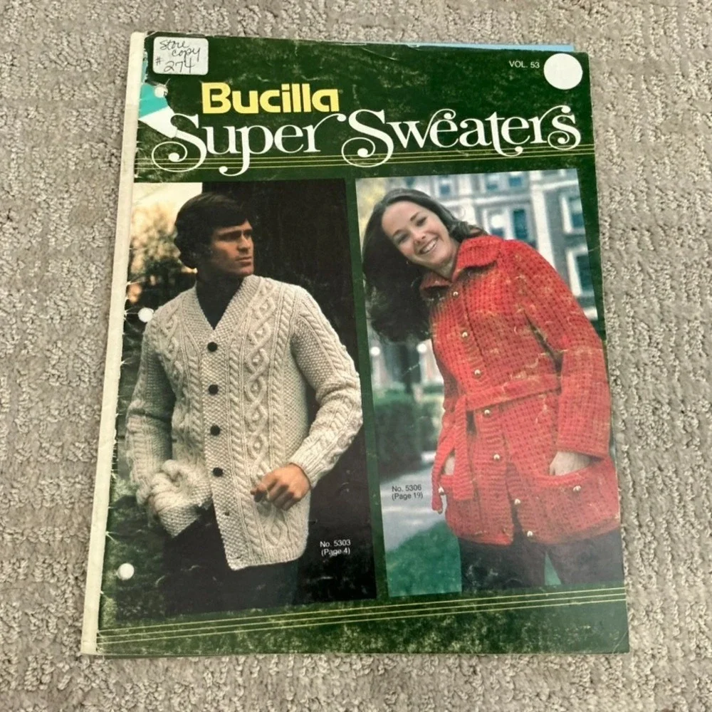 Lot 7 Vintage Knitting Crochet Pattern Books Womens Mens Bernat Bucilla Patons